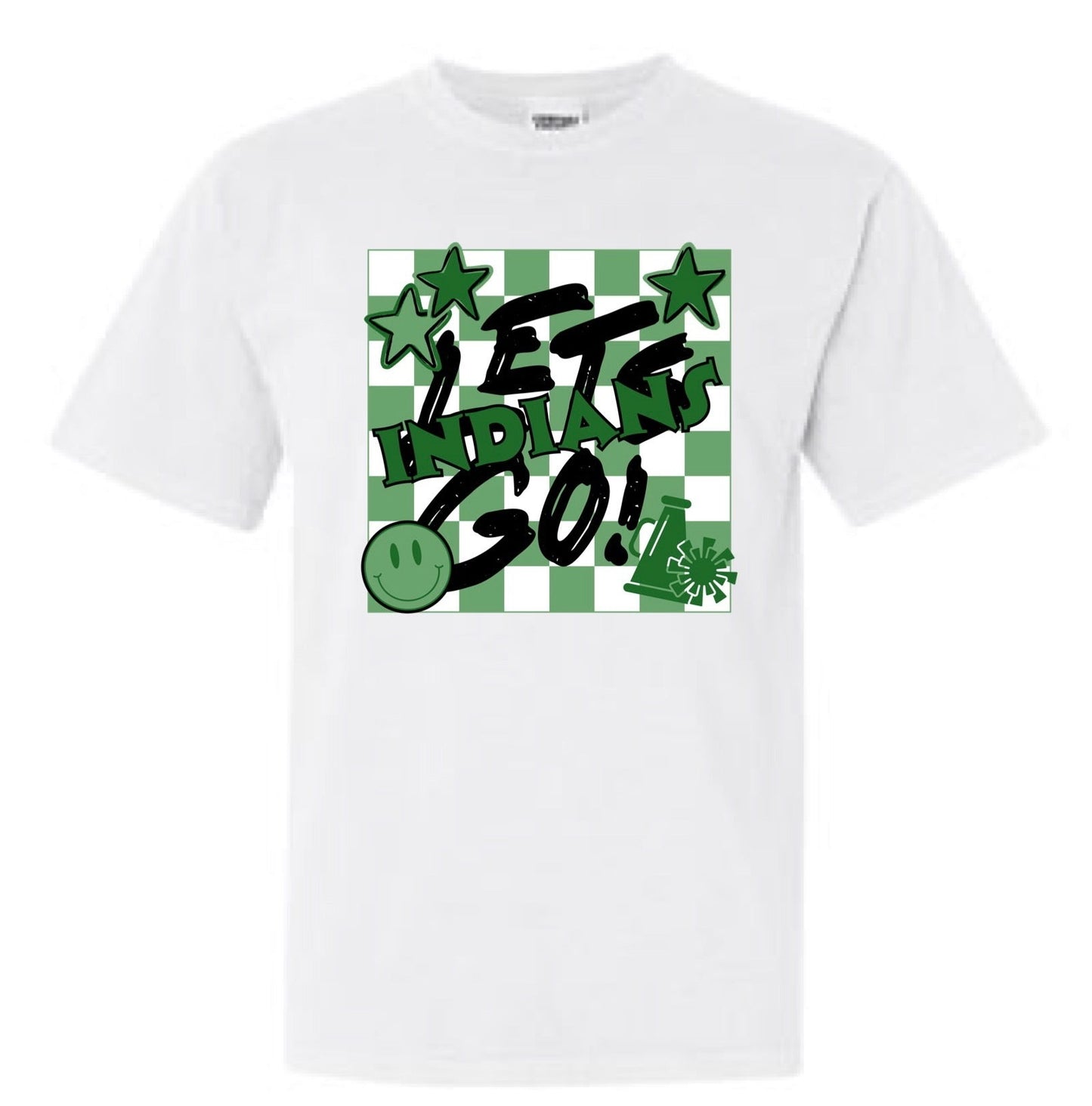 Any School Let’s Go! Checkered Mascot Tee